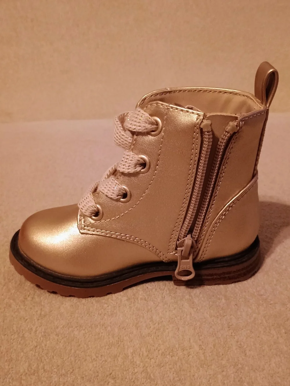 Cat & Jack Kids Metallic Gold Lace-Up Boots Size 6